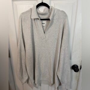 aerie Waffle-Knit V-Neck Collar Sweater